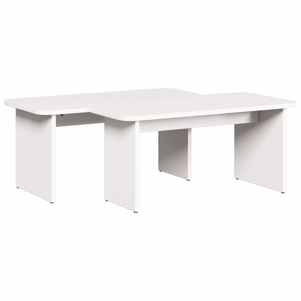 Couchtisch 2 stk. Weiß 100 x 69 x 35,5 cm Massivholz Kiefer