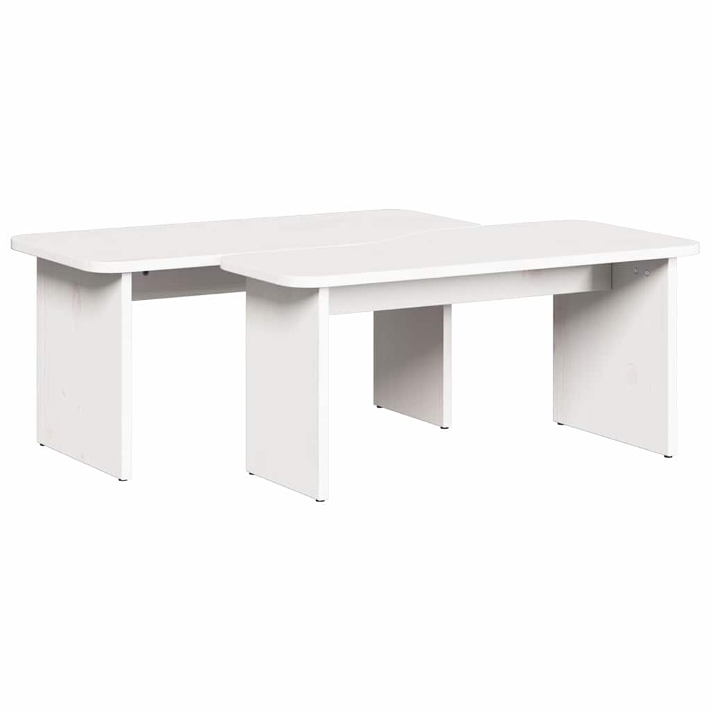 Couchtisch 2 stk. Weiß 100 x 69 x 35,5 cm Massivholz Kiefer
