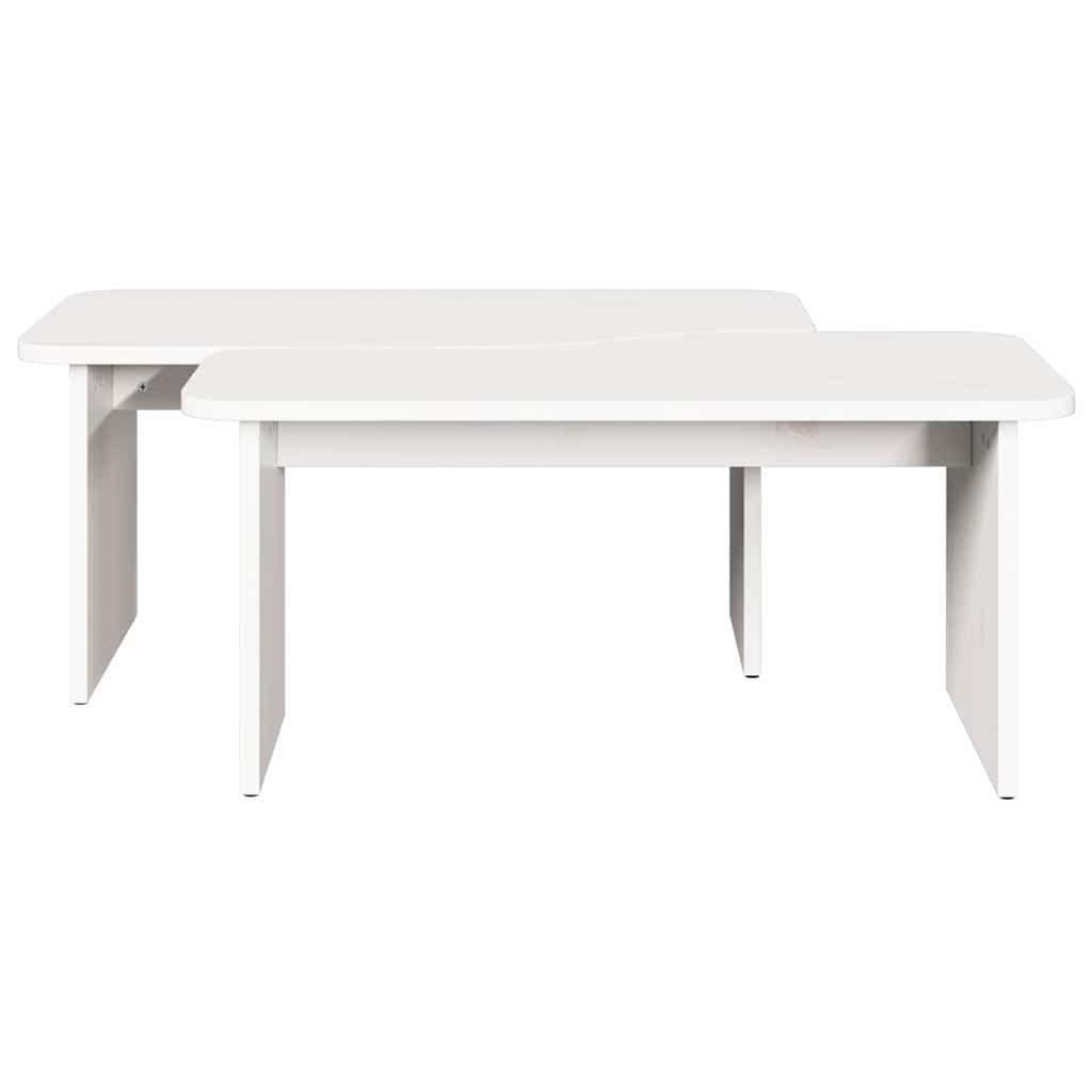 Couchtisch 2 stk. Weiß 100 x 69 x 35,5 cm Massivholz Kiefer