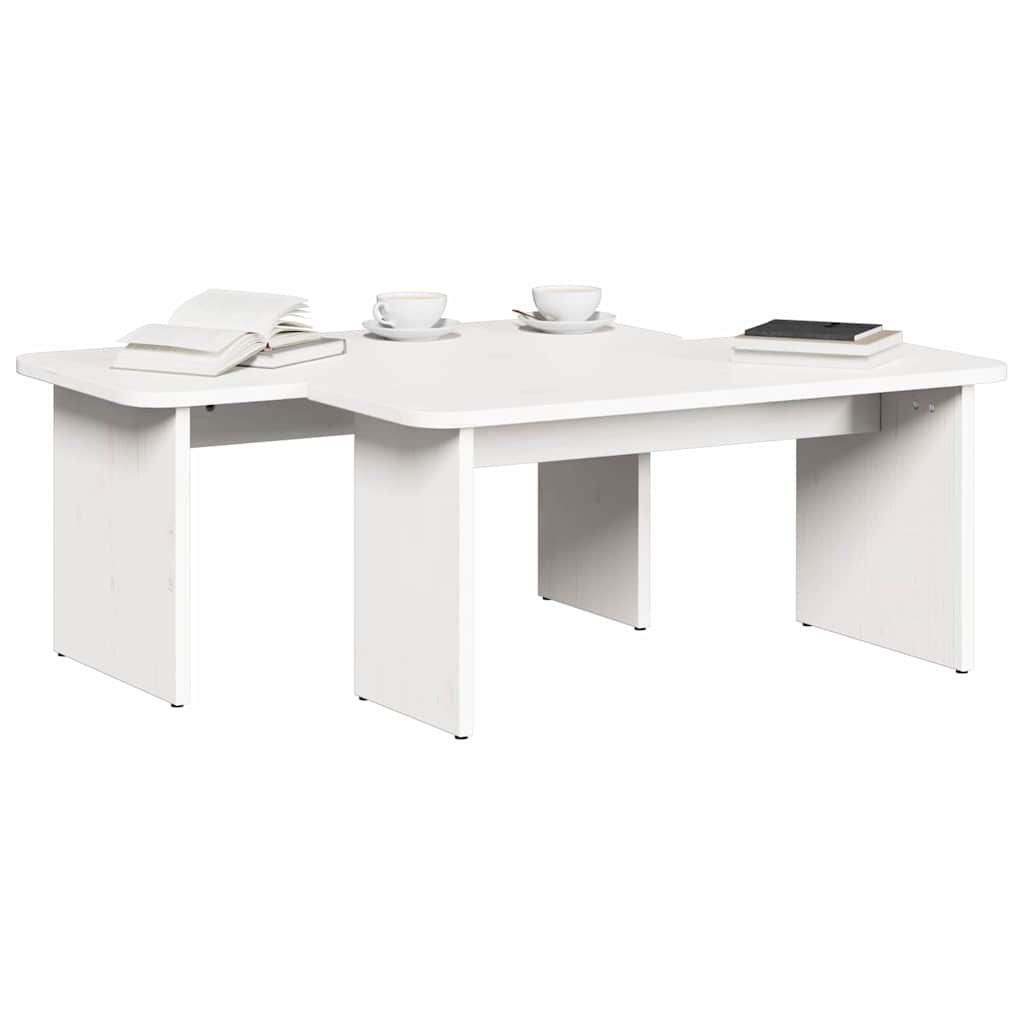 Couchtisch 2 stk. Weiß 100 x 69 x 35,5 cm Massivholz Kiefer