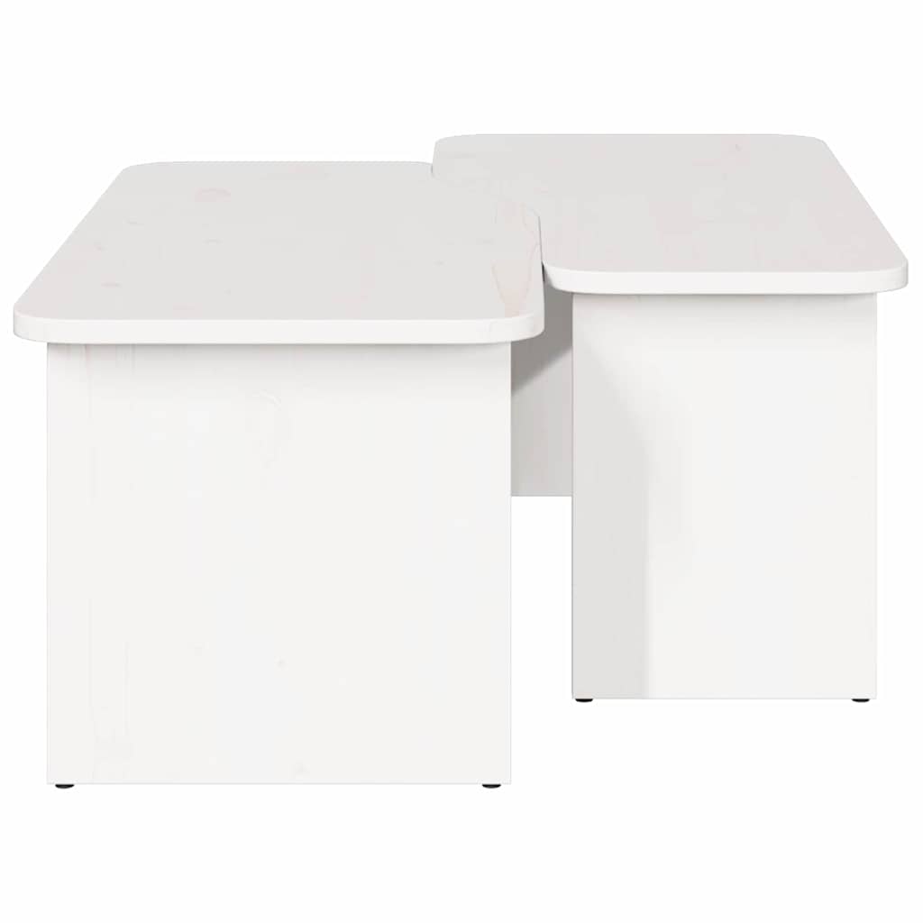Couchtisch 2 stk. Weiß 100 x 69 x 35,5 cm Massivholz Kiefer