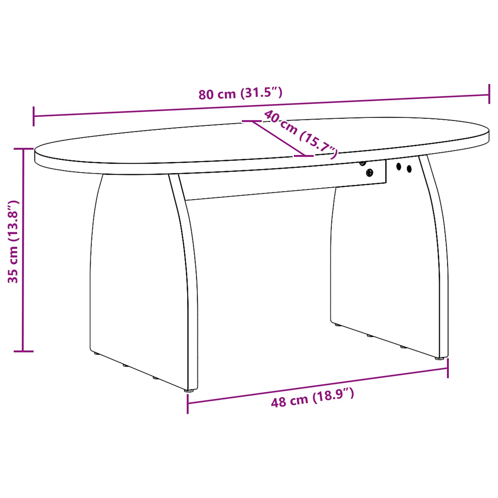 Couchtisch Braun 80 x 40 x 35 cm Massives Kiefernholz