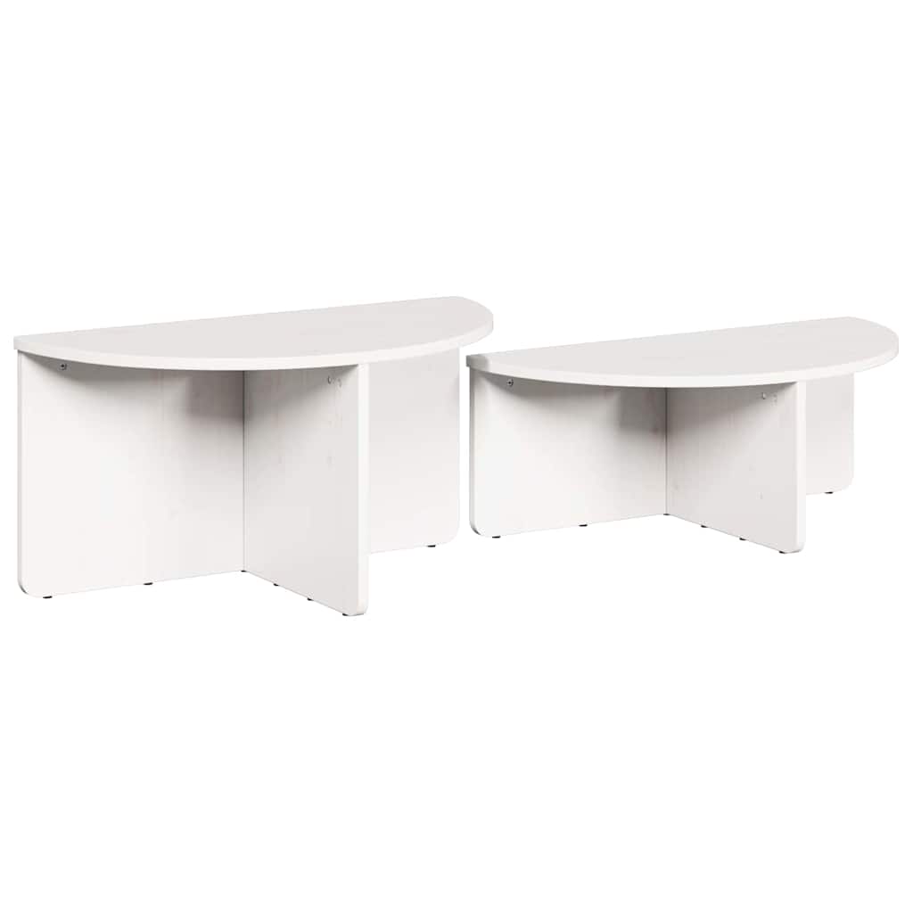 Couchtisch 2 pcs Weiß 79 x 39,5 x 40 cm Massivholz Kiefer