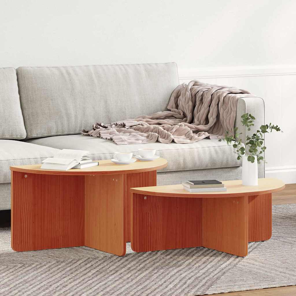 Couchtisch 2 pcs Wachsbraun 79 x 39,5 x 40 cm Massivholz Kiefer