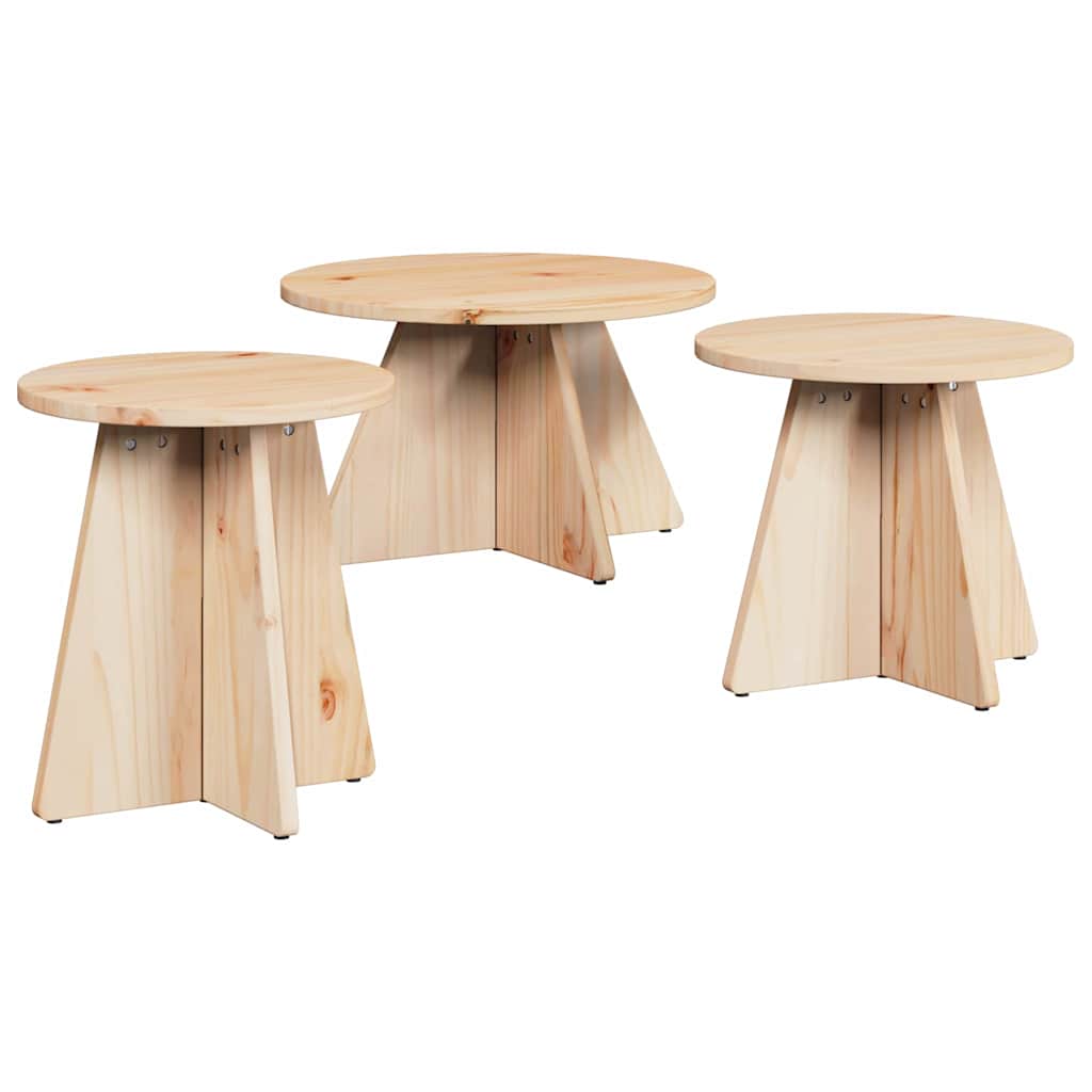 Couchtisch 3 pcs Natur 49 x 49 x 30 cm Massivholz Kiefer