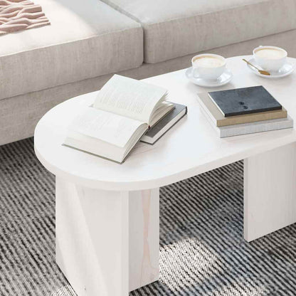 Couchtisch Weiß 80 x 39,5 x 35 cm Massivholz Kiefer