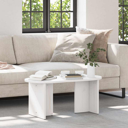 Couchtisch Weiß 80 x 39,5 x 35 cm Massivholz Kiefer