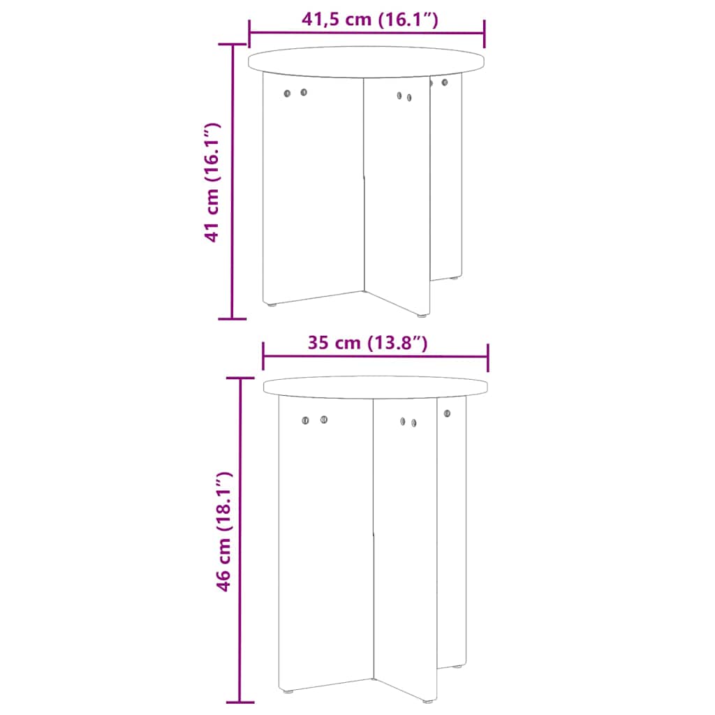 Couchtisch 2 pcs Weiß 41,5 x 41,5 x 41 cm Massivholz Kiefer