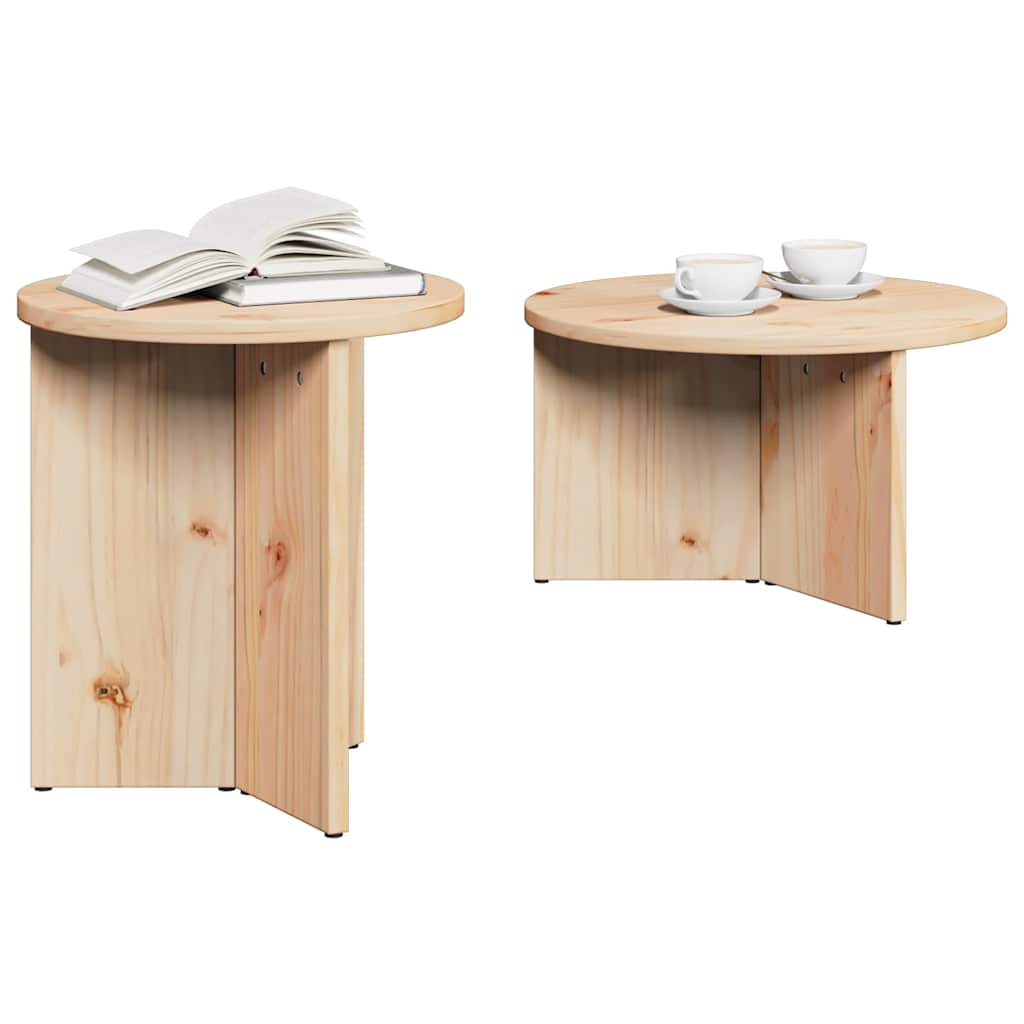 Couchtisch 2 pcs Natur 49 x 49 x 28 cm Massivholz Kiefer