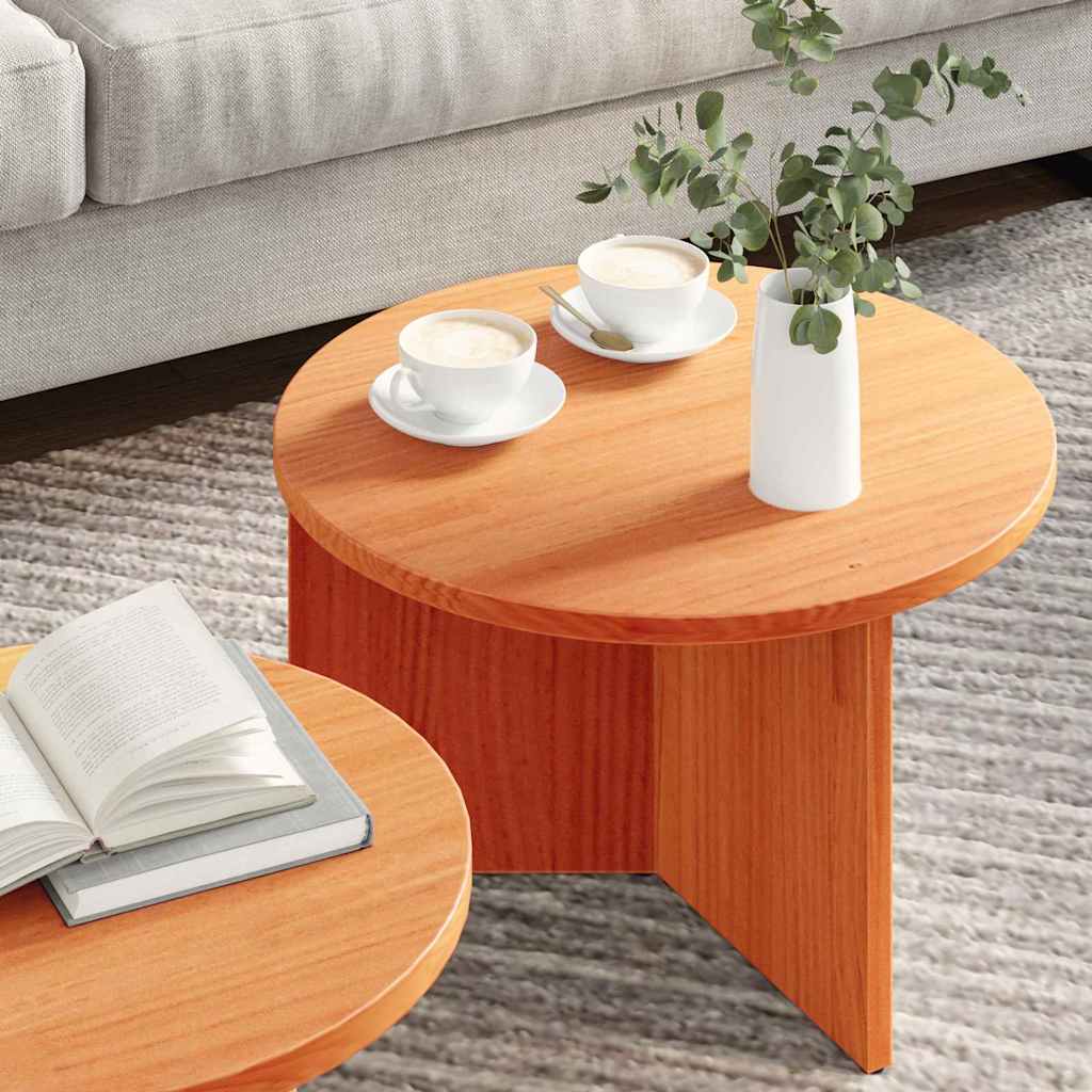 Couchtisch 2 pcs Wachsbraun 49 x 49 x 28 cm Massivholz Kiefer