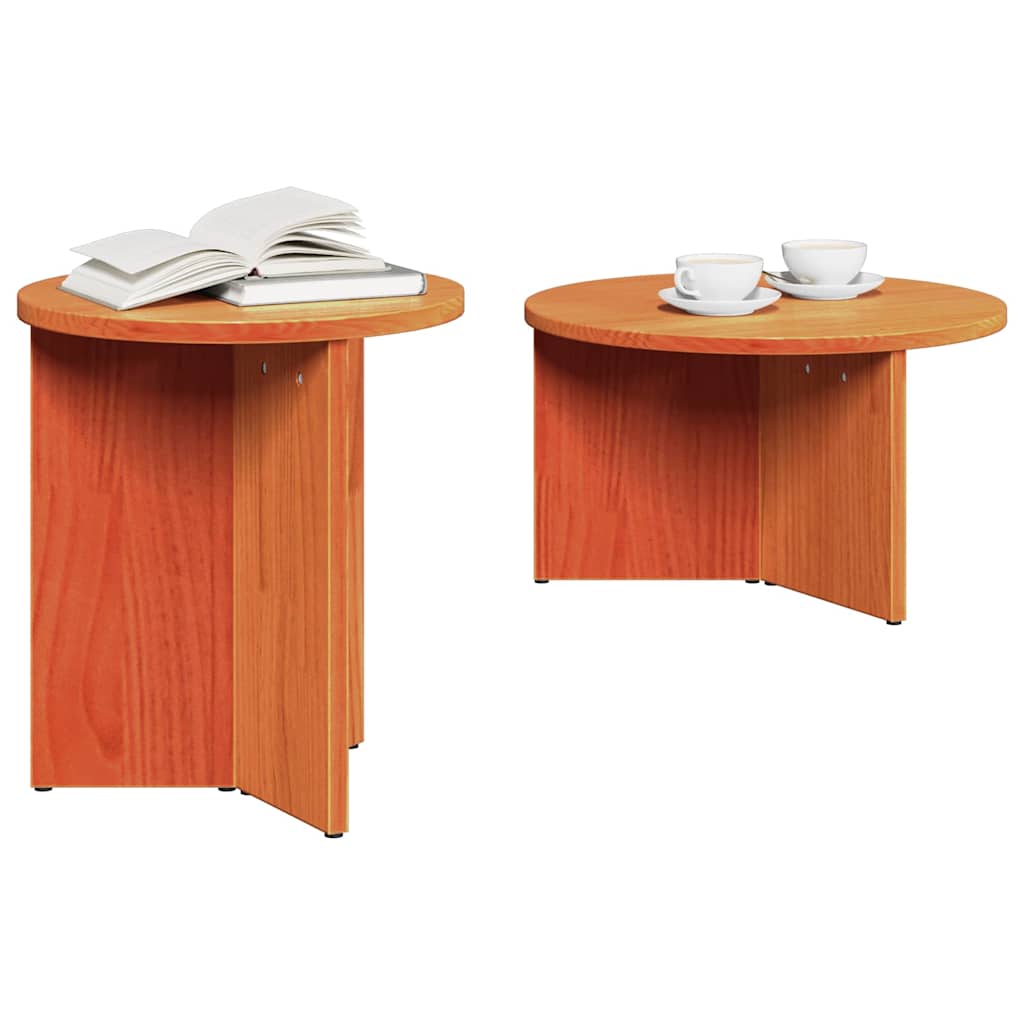 Couchtisch 2 pcs Wachsbraun 49 x 49 x 28 cm Massivholz Kiefer