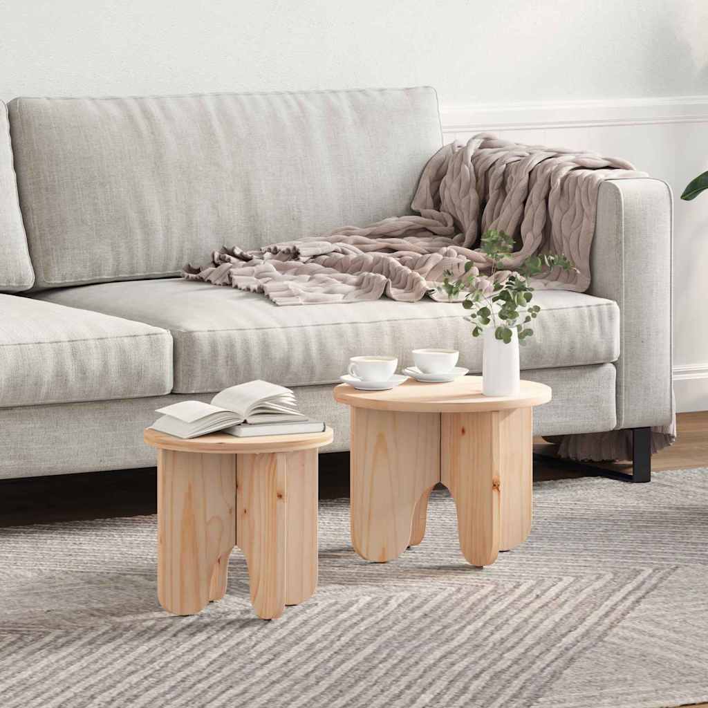 Couchtisch 2 pcs Natur 39.5 x 39.5 x 30 cm Massivholz Kiefer
