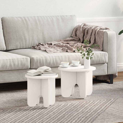 Couchtisch 2 stk. Weiß 39.5 x 39.5 x 30 cm Massivholz Kiefer