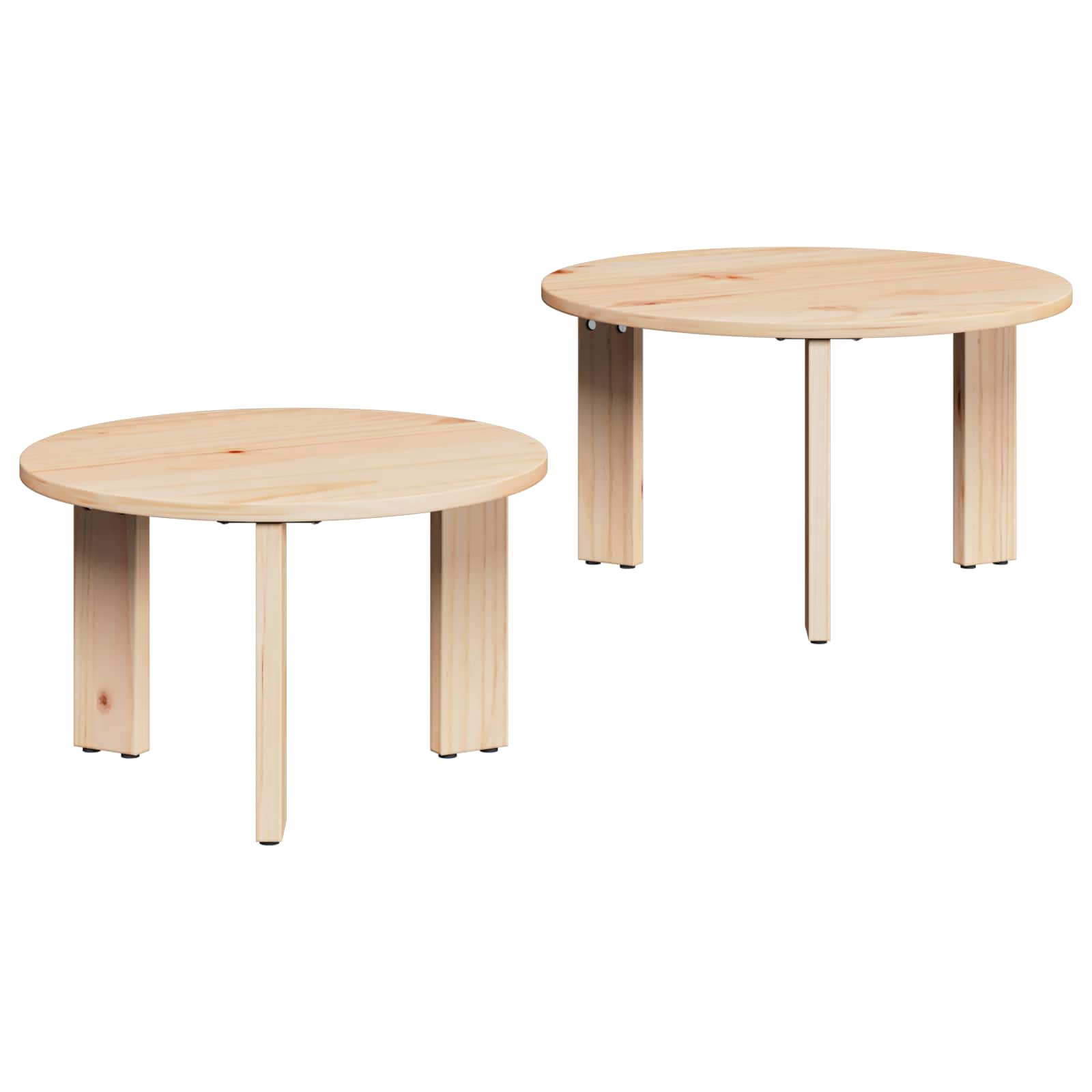 Couchtisch 2 stk. Natur 47,5 x 47,5 x 27 cm Massivholz Kiefer