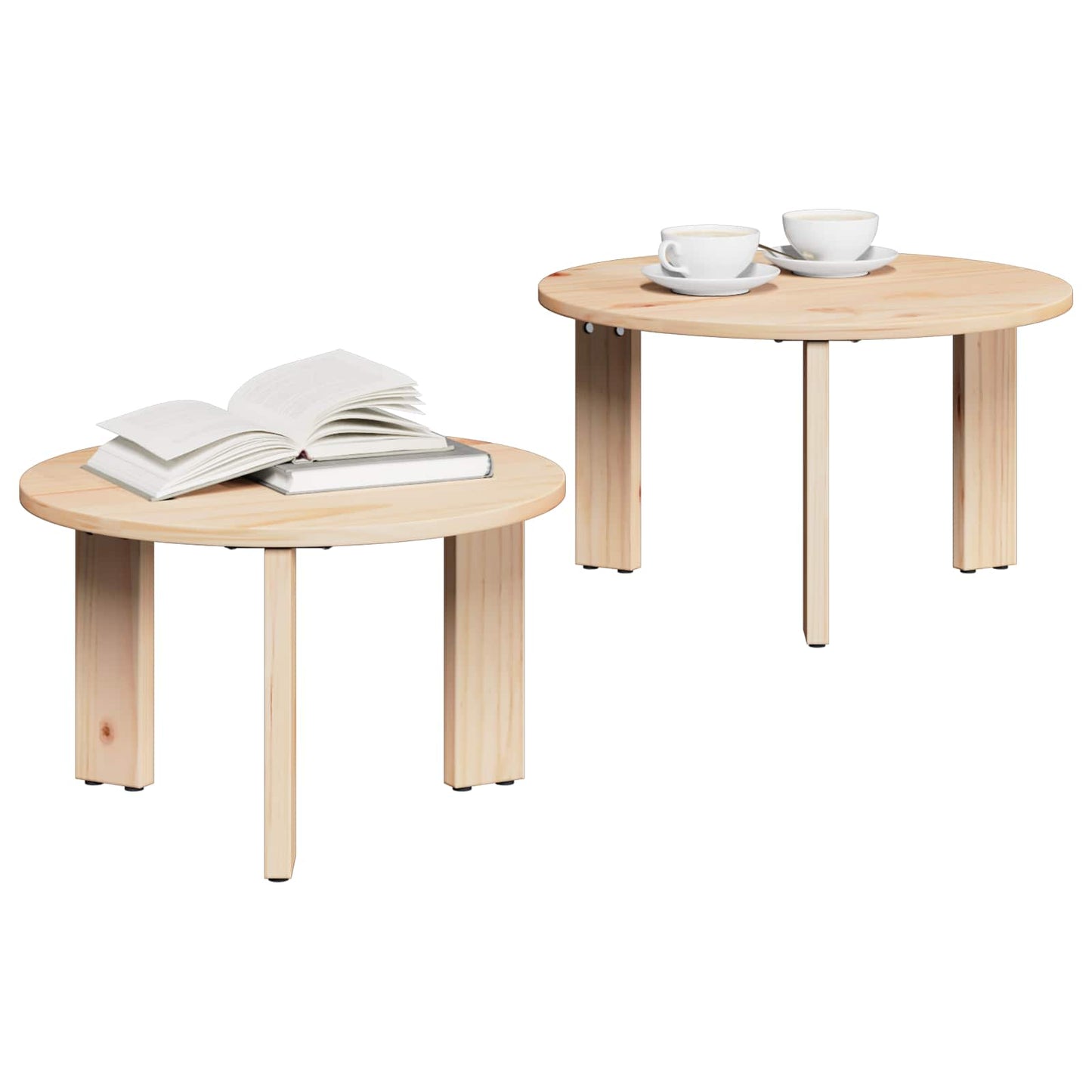 Couchtisch 2 stk. Natur 47,5 x 47,5 x 27 cm Massivholz Kiefer
