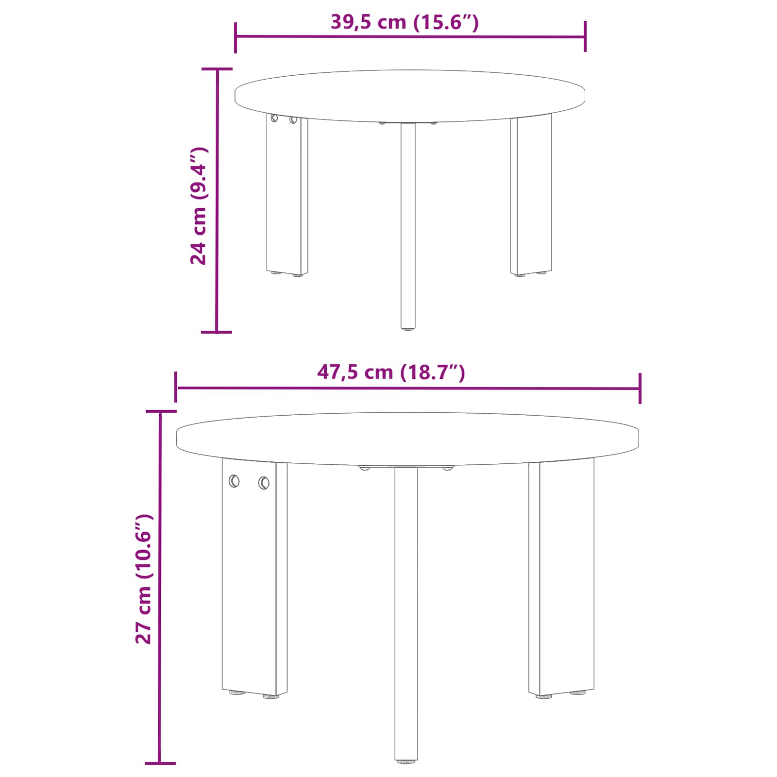 Couchtisch 2 stk. Natur 47,5 x 47,5 x 27 cm Massivholz Kiefer