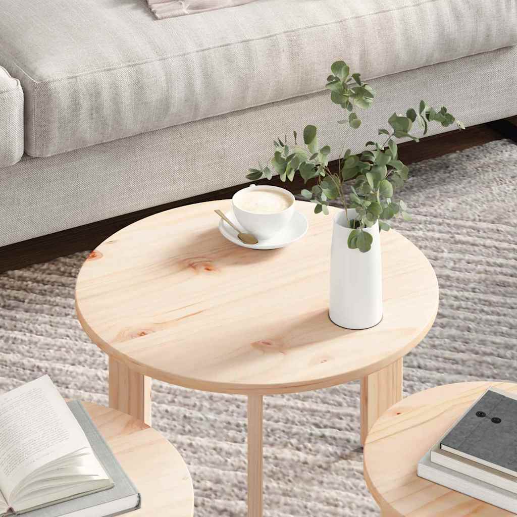 Couchtisch 3 pcs Natur 47,5 x 47,5 x 27 cm Massivholz Kiefer