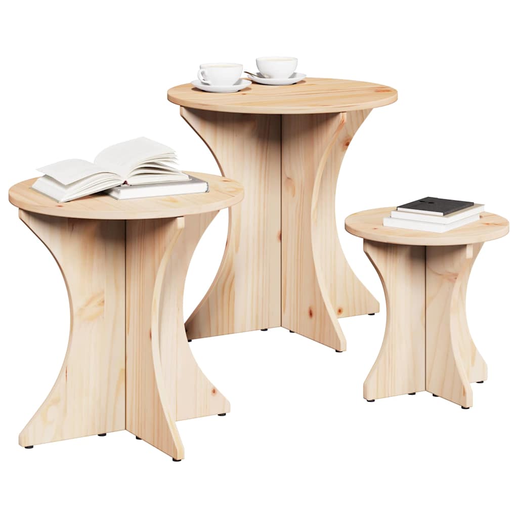 Couchtisch 3 pcs Natur 46 x 46 x 47 cm Massivholz Kiefer
