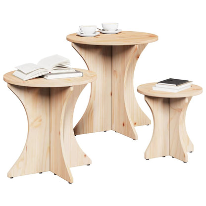 Couchtisch 3 stk. Natur 46 x 46 x 47 cm