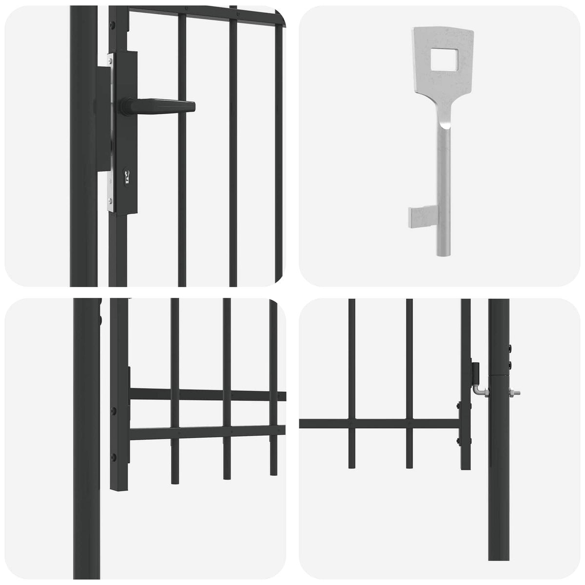 Zauntor BOXTEL 103 x 150 cm Pulverbeschichteter Stahl Grau