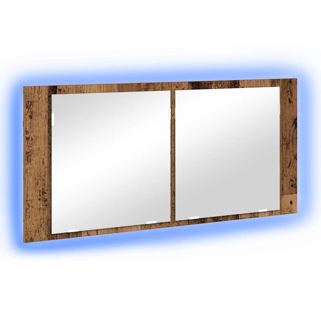 LED Spiegel-Schrank Altholz 100 x 12 x 45 cm Holzwerkstoff