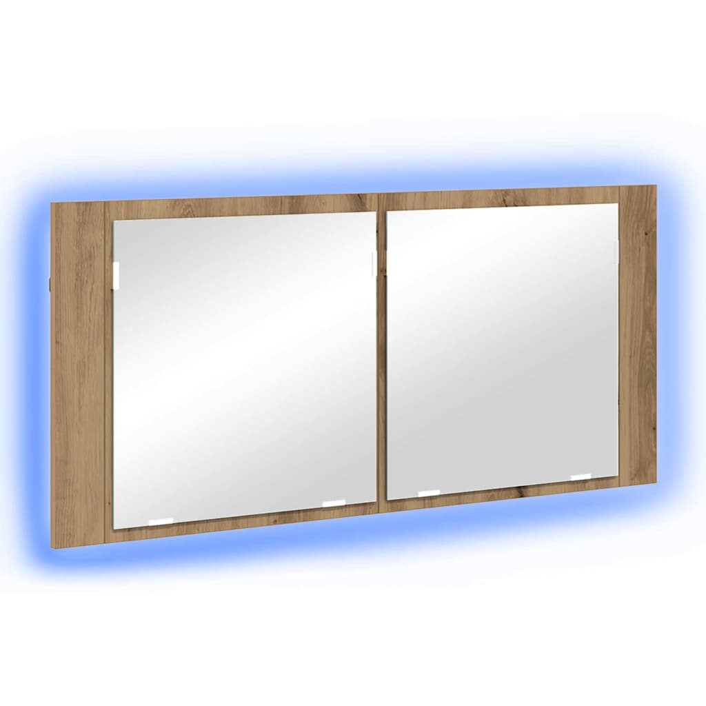 LED Spiegel-Schrank mit Regal Artisan-Eiche 100 x 12 x 45 cm