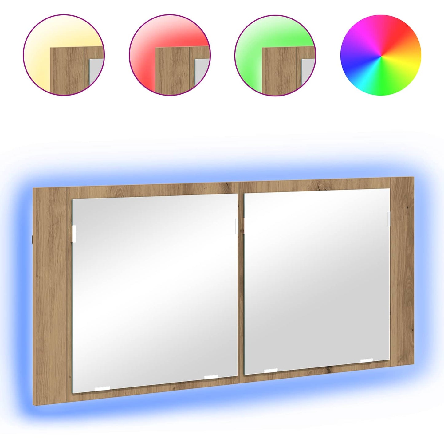 LED Spiegel-Schrank Artisan-Eiche 100 x 12 x 45 cm