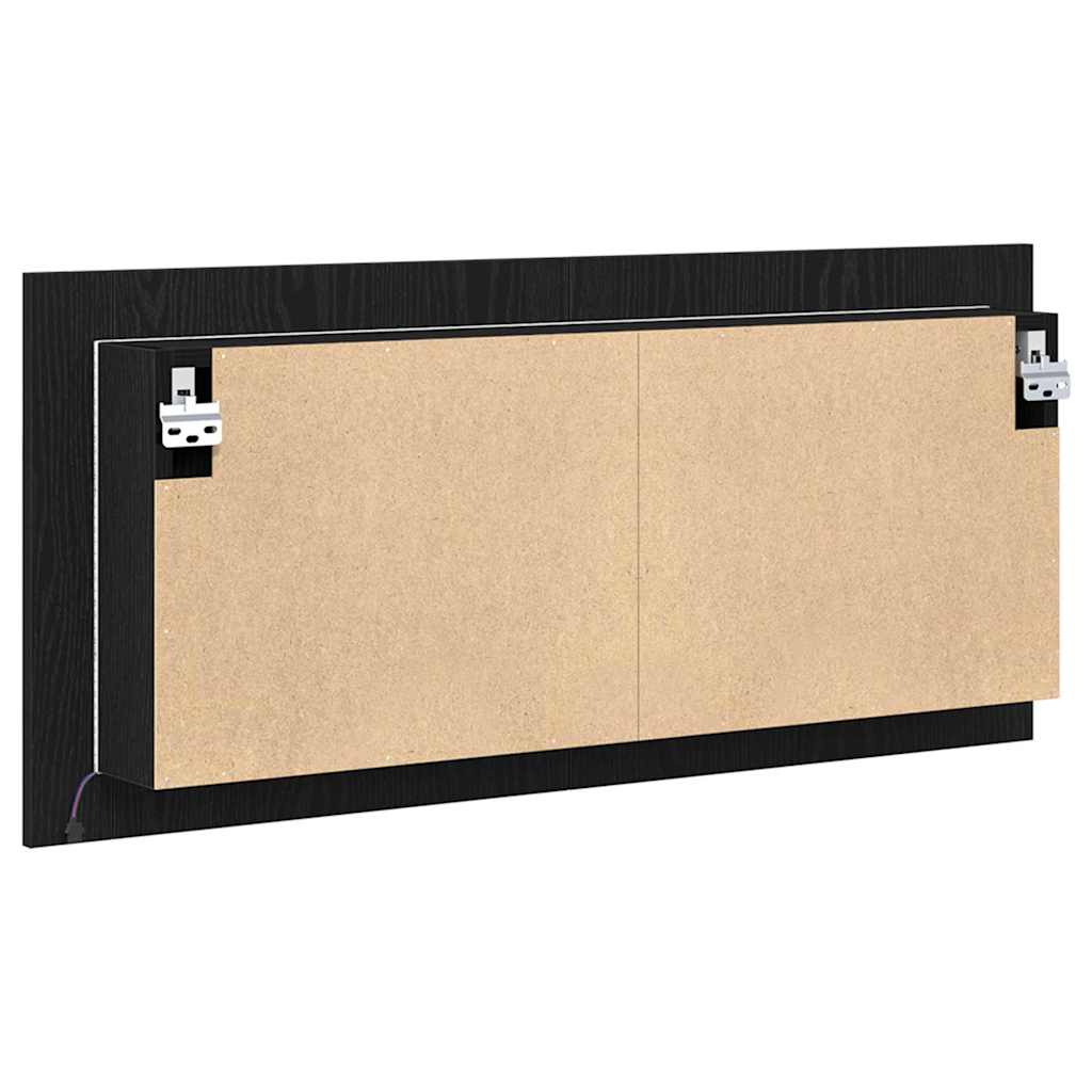 LED Spiegel-Schrank Schwarz Eichen-Optik 100 x 12 x 45 cm