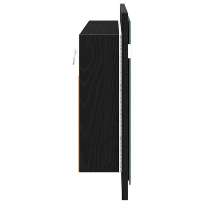 LED Spiegel-Schrank Schwarz Eichen-Optik 100 x 12 x 45 cm