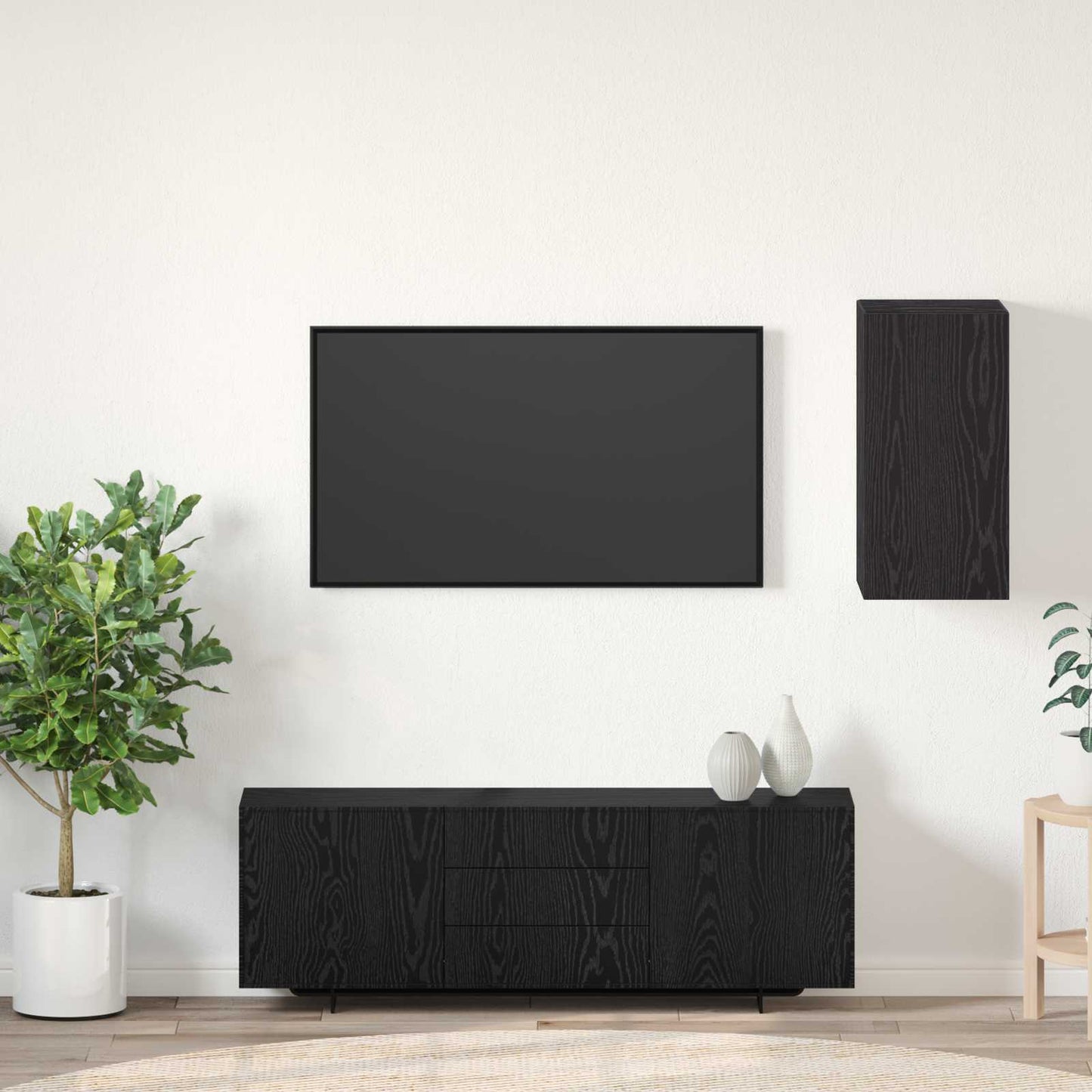 Wand-TV-Schrank 30,5 x 30 x 60 cm Schwarz Eichen-Optik