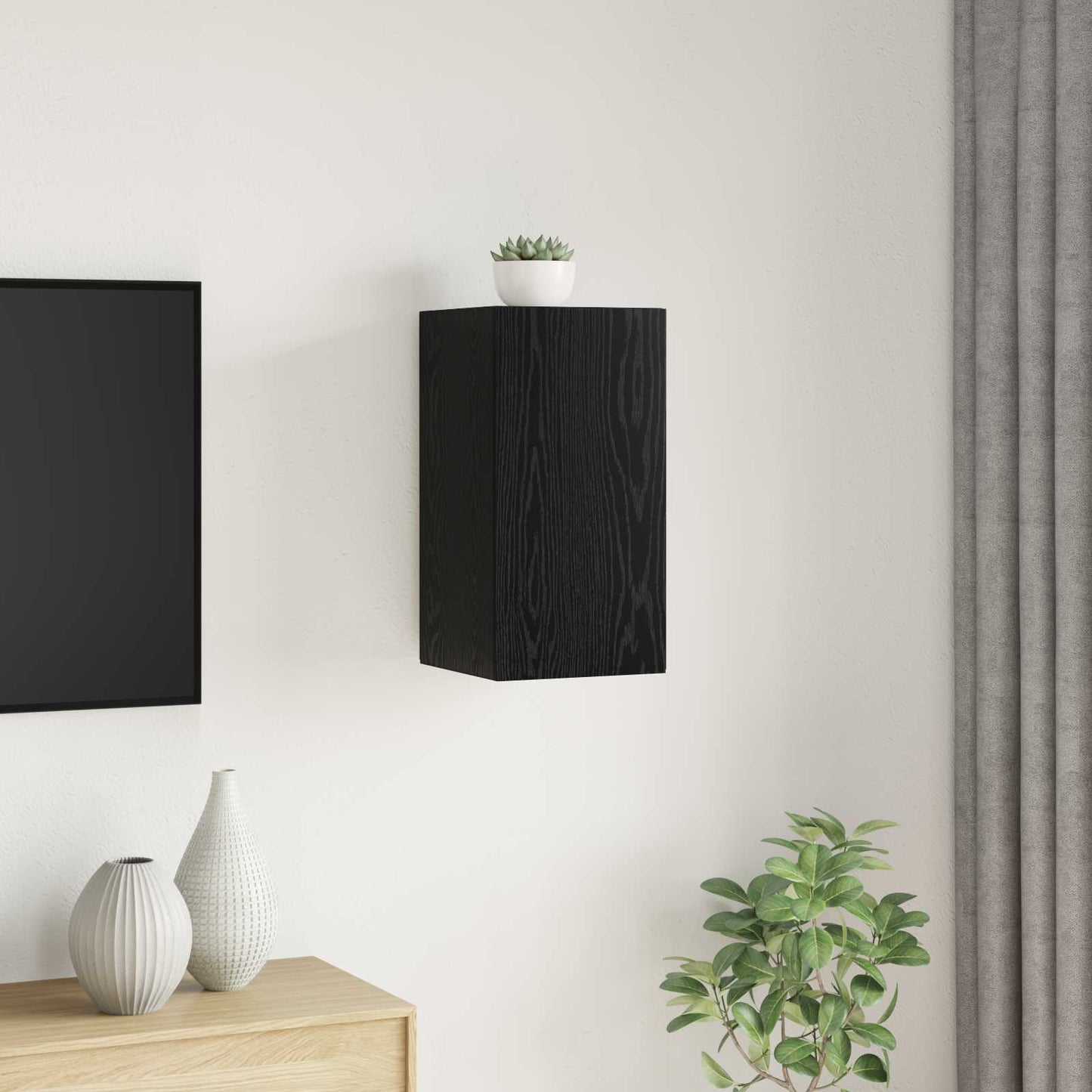 Wand-TV-Schrank 30,5 x 30 x 60 cm Schwarz Eichen-Optik