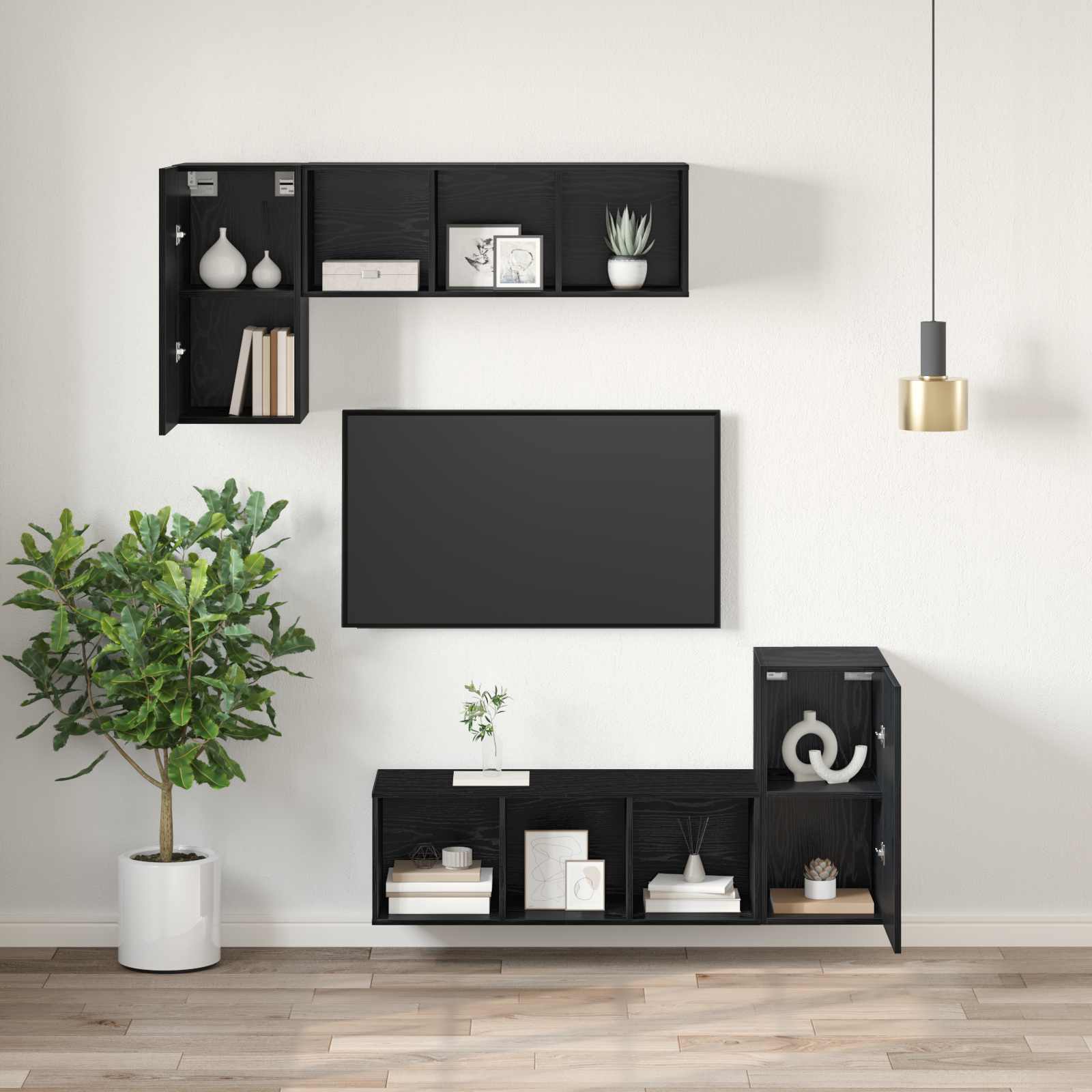 Wand-TV-Schrank 30,5 x 30 x 60 cm Schwarz Eichen-Optik