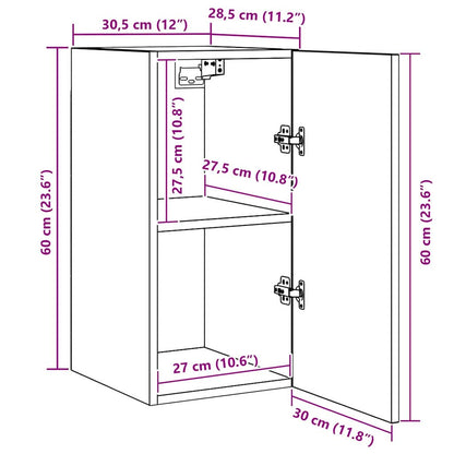 Wand-TV-Schrank 30,5 x 30 x 60 cm Schwarz Eichen-Optik