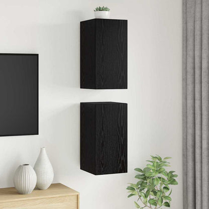 Wand-TV-Schrank 2 stk. Schwarz Eichen-Optik Holzwerkstoff