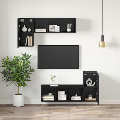 Wand-TV-Schrank 2 stk. Schwarz Eichen-Optik Holzwerkstoff