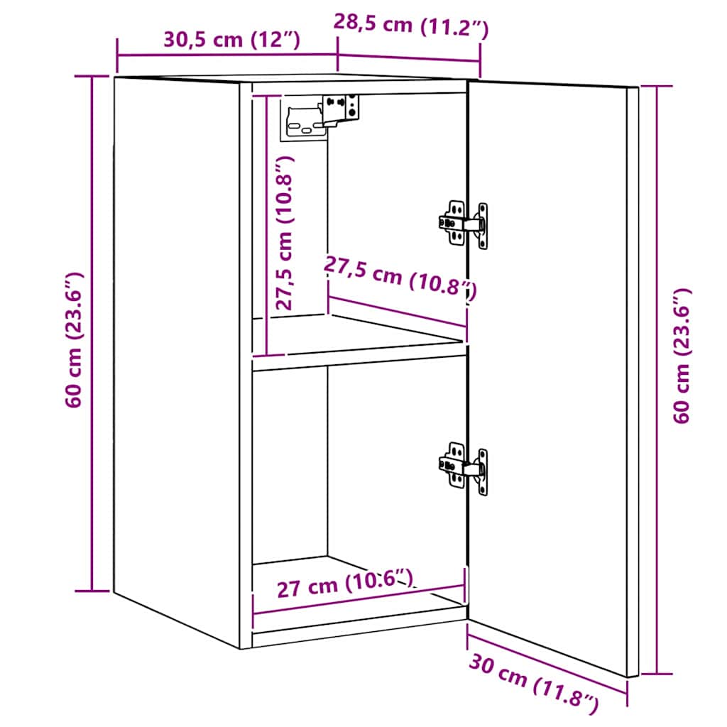 Wand-TV-Schrank 2 stk. Schwarz Eichen-Optik Holzwerkstoff