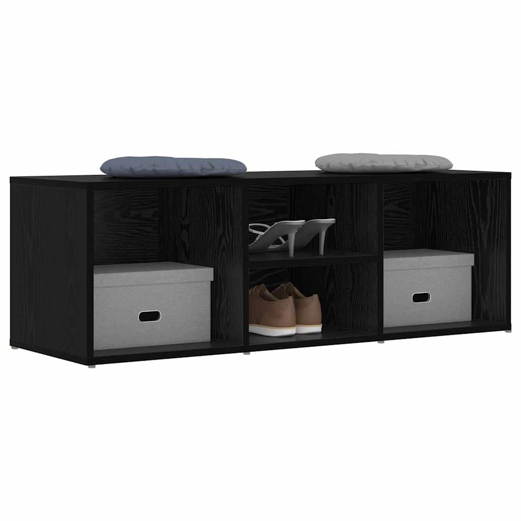 Schuhbank 102 x 35 x 35 cm Holzwerkstoff Schwarz Eichen-Optik
