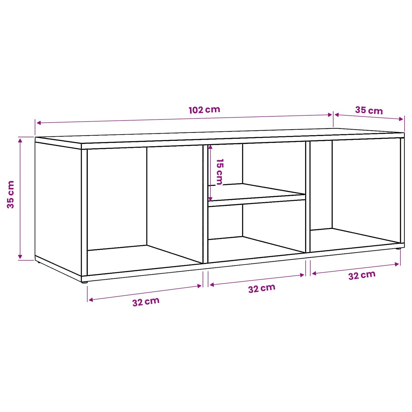 Schuhbank 102 x 35 x 35 cm Holzwerkstoff Schwarz Eichen-Optik