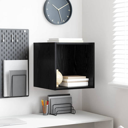 Wandschrank Wandhalterung Schwarz Eichen-Optik 37 x 37 x 37 cm