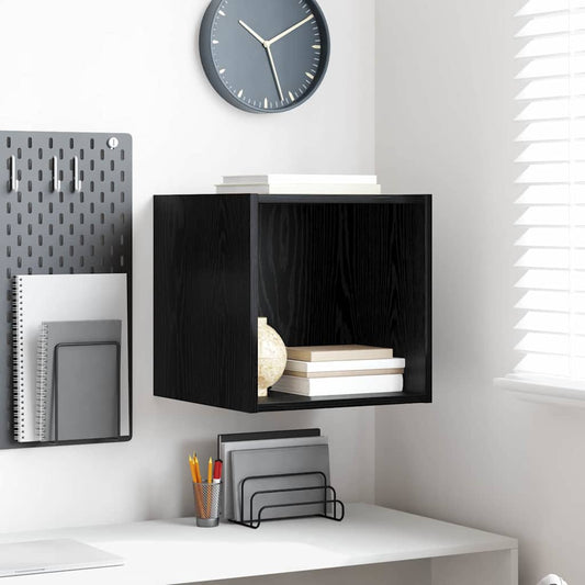Wandschrank Schwarz Eichen-Optik 37 x 37 x 37 cm Holzwerkstoff