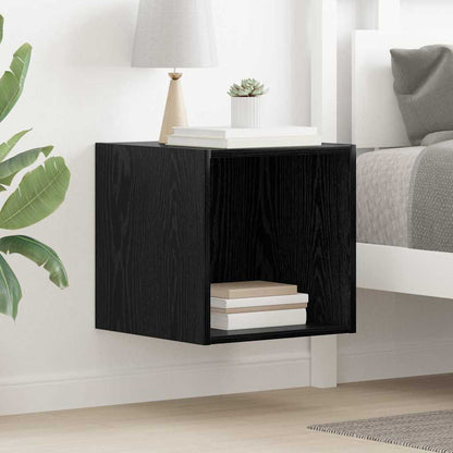 Wandschrank Wandhalterung Schwarz Eichen-Optik 37 x 37 x 37 cm
