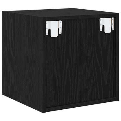 Wandschrank Wandhalterung Schwarz Eichen-Optik 37 x 37 x 37 cm