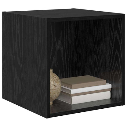 Wandschrank Wandhalterung Schwarz Eichen-Optik 37 x 37 x 37 cm