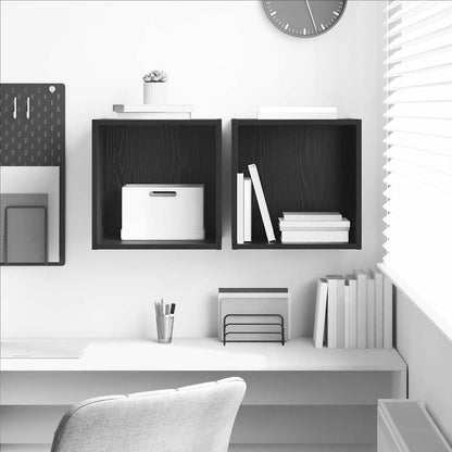 Wandschrank 2 stk. Schwarz Eichen-Optik 37 x 37 x 37 cm