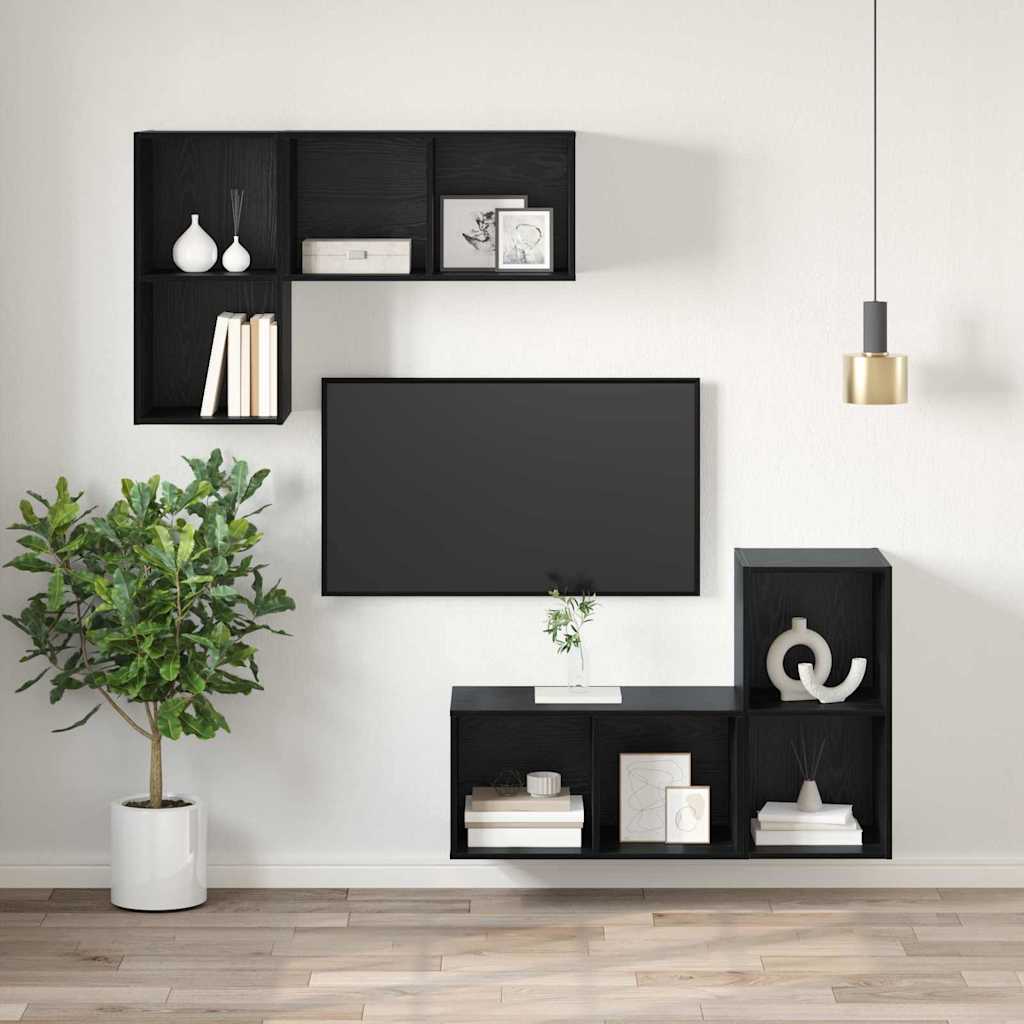 TV-Schrank Schwarz Eichen-Optik 37 x 37 x 72 cm Holzwerkstoff