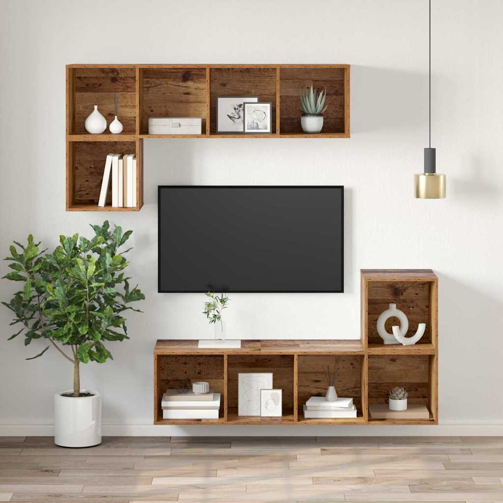 TV-Schrank Wandmontiert Altholz 37 x 37 x 107 cm Holzwerkstoff
