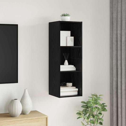 TV-Schrank Schwarz Eichen-Optik 37 x 37 x 107 cm Holzwerkstoff