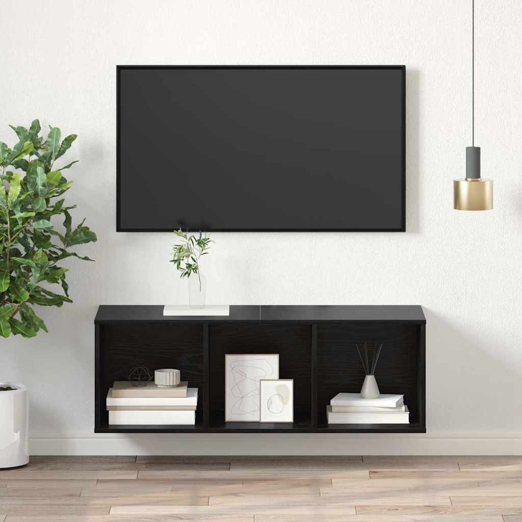 TV-Schrank Schwarz Eichen-Optik 37 x 37 x 107 cm Holzwerkstoff
