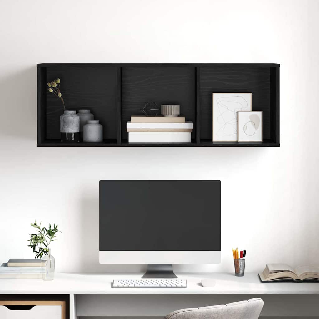 TV-Schrank Schwarz Eichen-Optik 37 x 37 x 107 cm Holzwerkstoff
