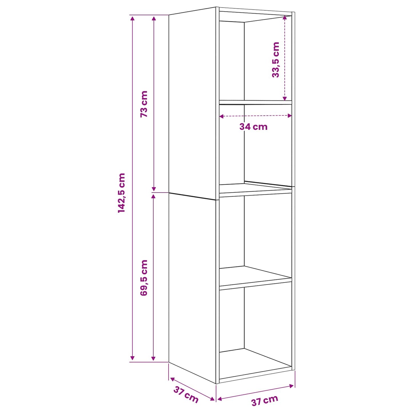 TV-Schrankset 37 x 37 x 142,5 cm Altholz Holzwerkstoff